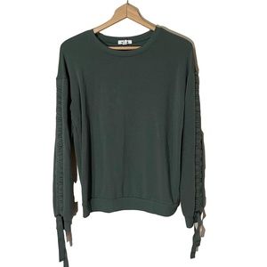 Green GARAGE tie up baggy sweatshirt cinched top